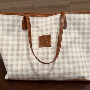 Barrington Women's Tan and White Checkered Tote Bag